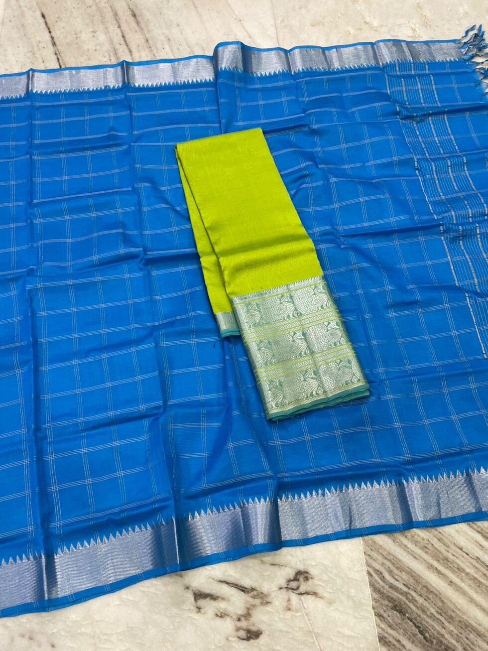 Mangalagiri 300 k kanchi border pure pattu Lehenga sets