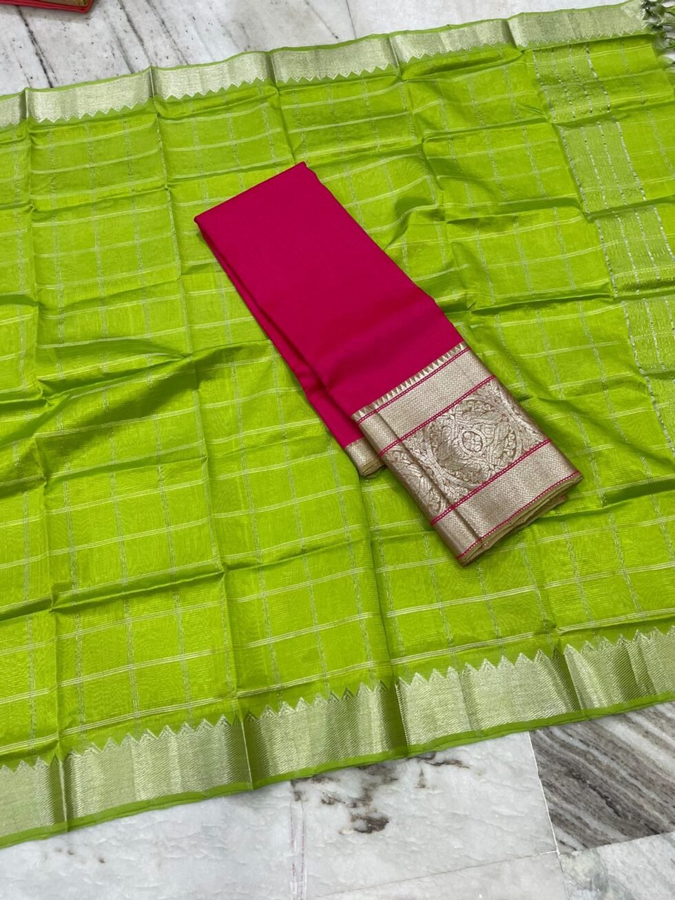 Mangalagiri 300 k kanchi border pure pattu Lehenga sets