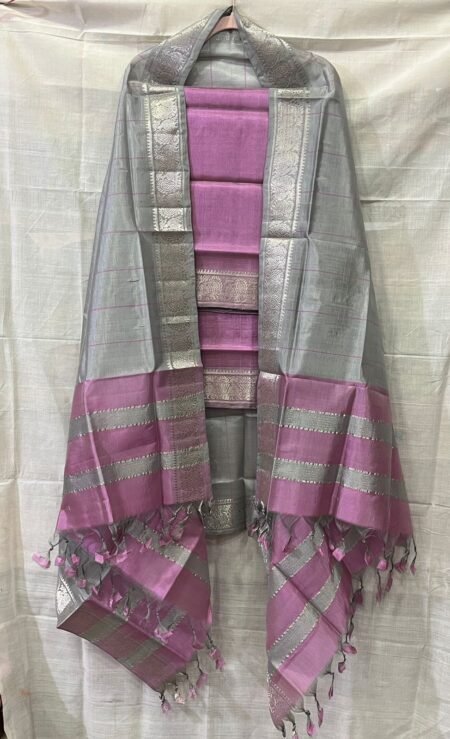 Mangalagiri small Kanchi border pure cotton by pattu dress materials