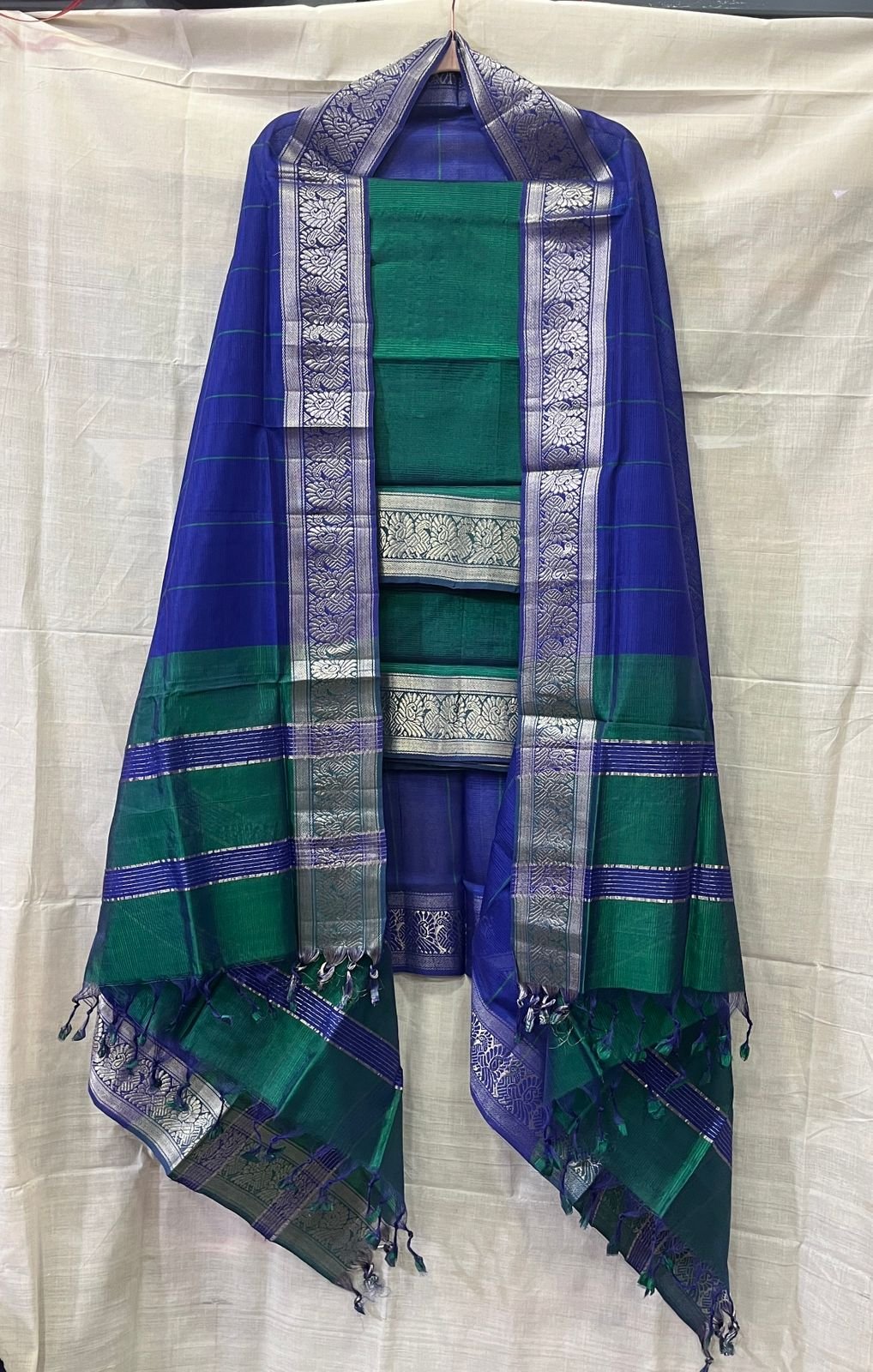 Mangalagiri small Kanchi border pure cotton by pattu dress materials Ramesh Handlooms