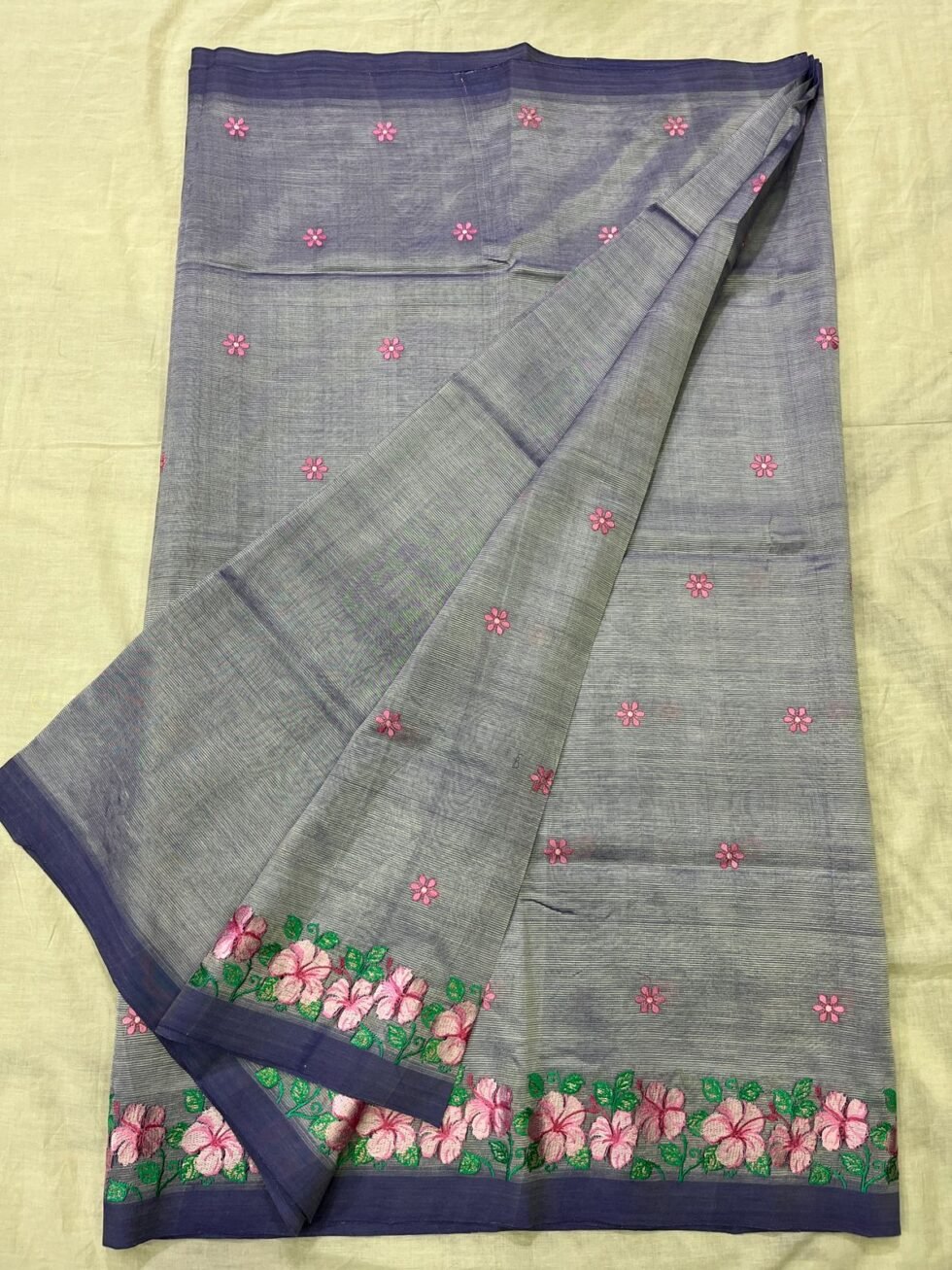 Mangalagiri Plain Pattu Sarees With Embroidary Works