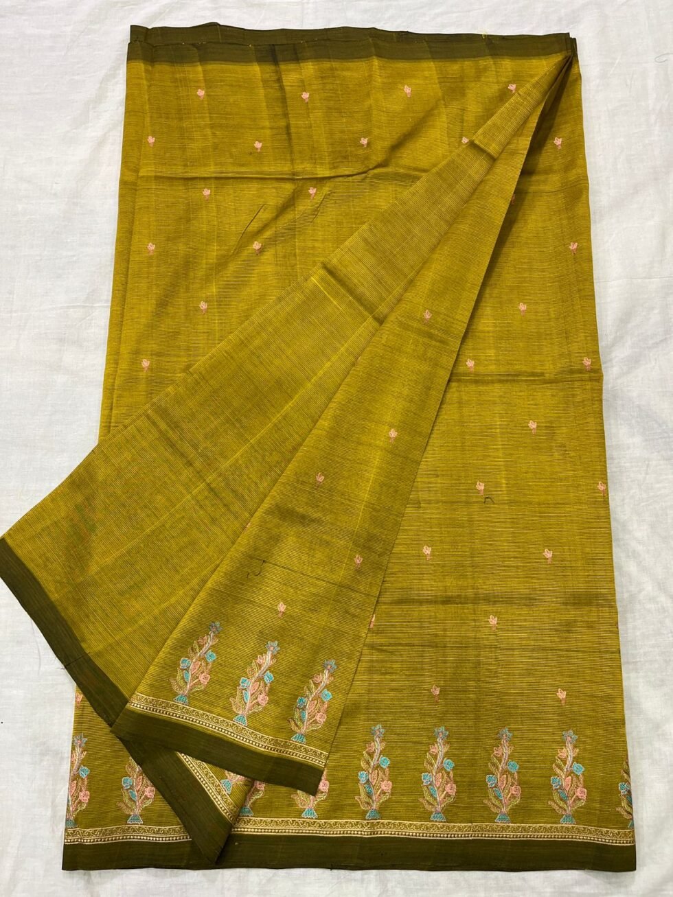Mangalagiri Plain Pattu Sarees With Embroidary Works
