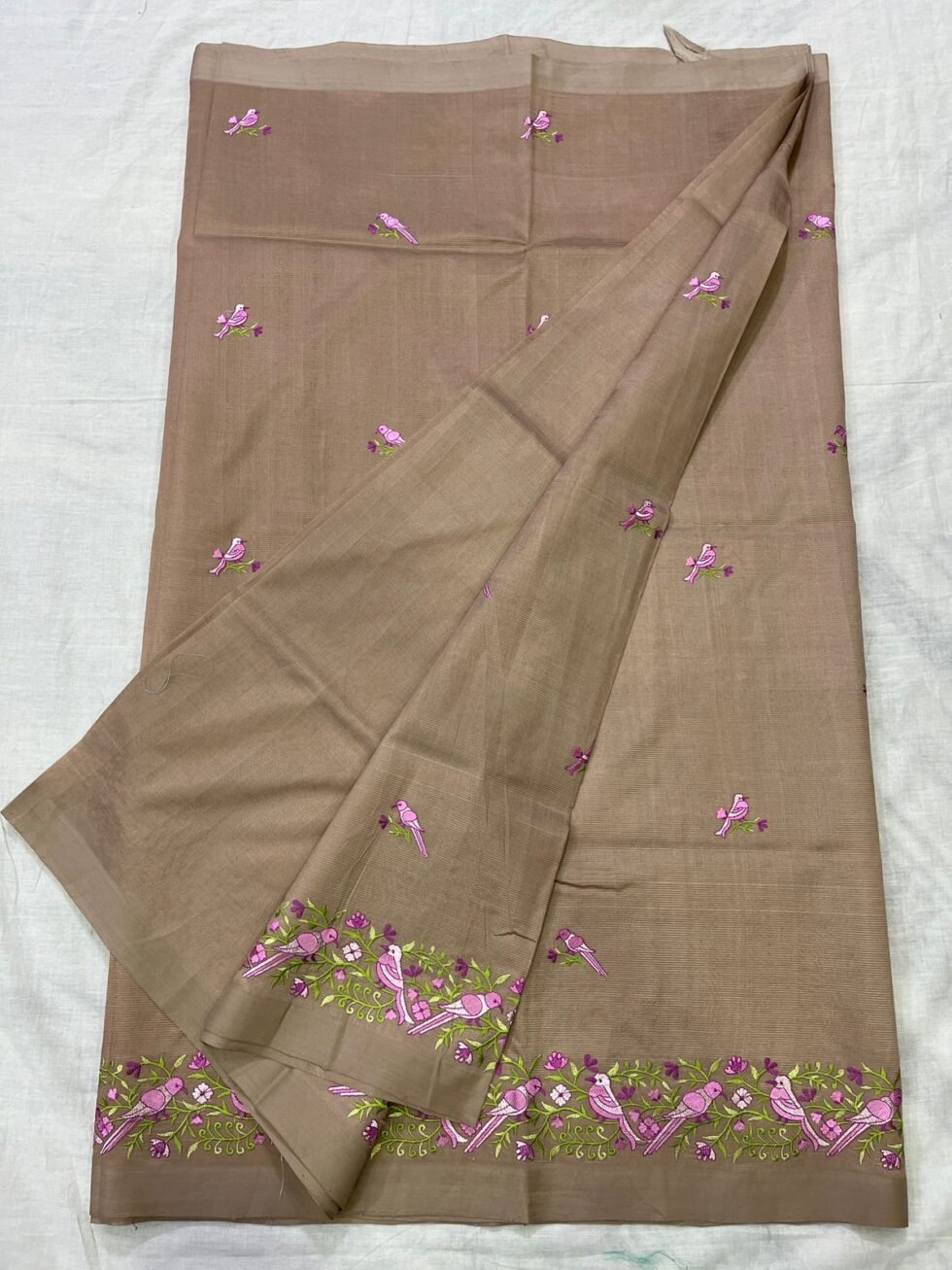Mangalagiri Plain Pattu Sarees With Embroidary Works