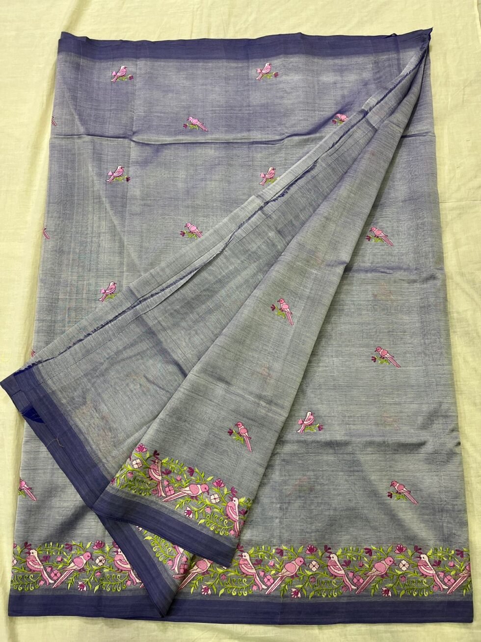 Managalagiri plain pattu saree with embroidary work