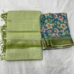 Mangalagiri cotton by pattu 50 x 50 small nizam border sarees with digital print blouse