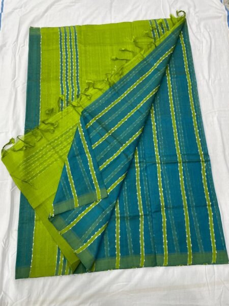 Mangalagiri plain pattu jhut multi stripes Pattu sarees