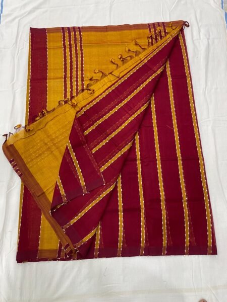 Mangalagiri plain pattu jute multi stripes Pattu sarees