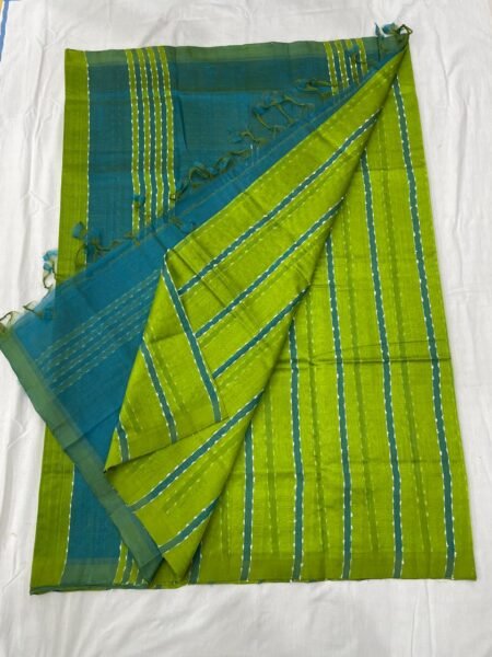 Mangalagiri plain pattu jhut multi stripes Pattu sarees