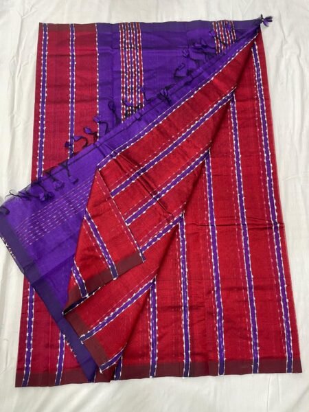 Mangalagiri plain pattu Jute multi stripes Pattu sarees