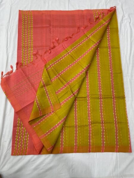 Mangalagiri plain pattu jhut multi stripes Pattu sarees
