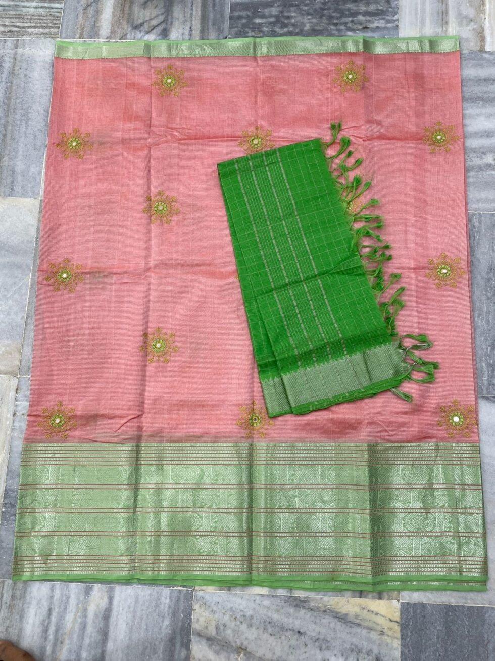 Mangalagiri 300 k Kanchi border pure Pattu Lehenga sets with embroidery works