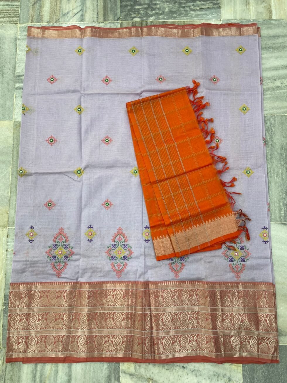 Mangalagiri 300 k Kanchi border pure Pattu Lehenga sets with embroidery works