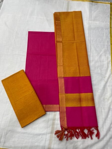 Mangalagiri pure handloom cotton by cotton thick weaving nizam border cotton dress materials